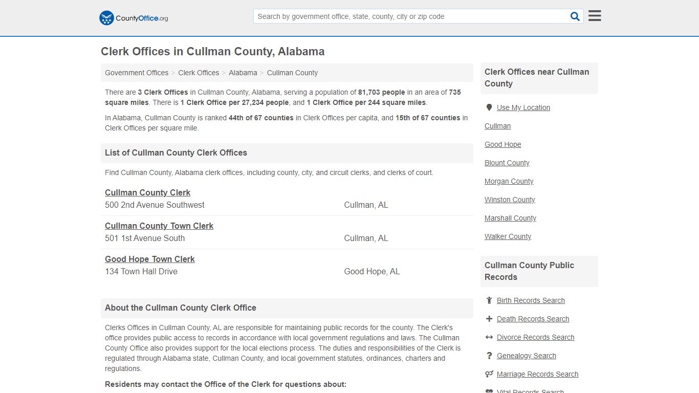 Clerk Offices - Cullman County, AL (County & Court Records)